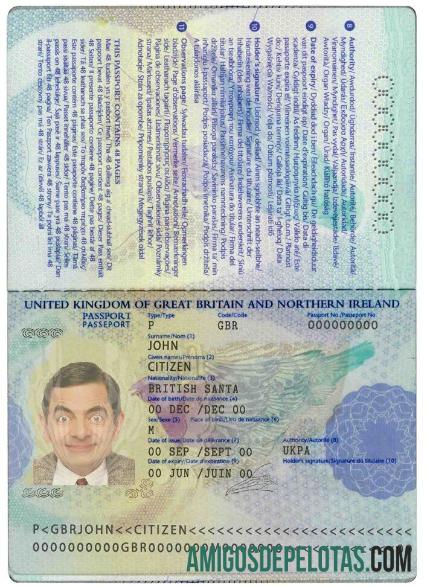 imprimível Modelo de passaporte do Reino Unido em formato PSD, totalmente editável, 2006 2010